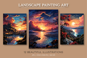 Landscape Painting Art 02. Wall Art., a Decorative Illustration by KENO Mascots