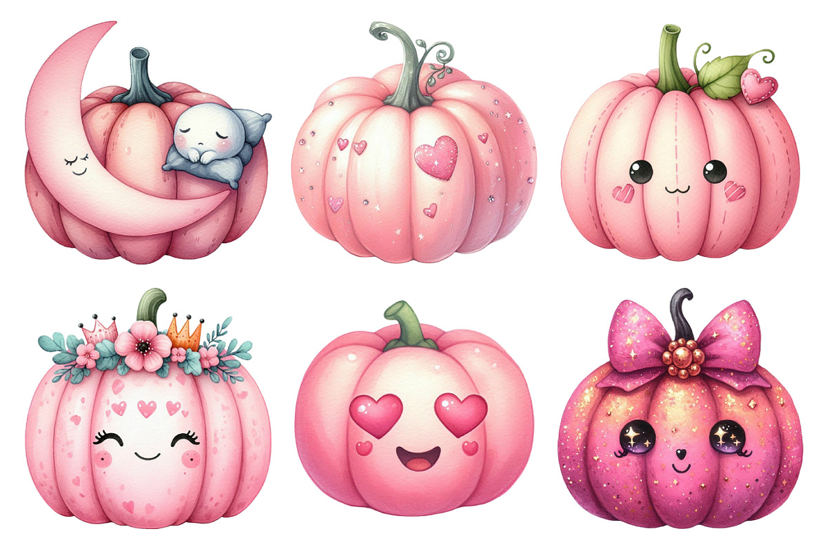 Pink Halloween Pumpkin Clipart, an Illustration by Daily.Designs (Photo 2 of 5)