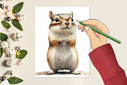 Chipmunk Watercolor Cliparts, an Animal Illustration by RobertsArt (Thumbnail 6 of 7)