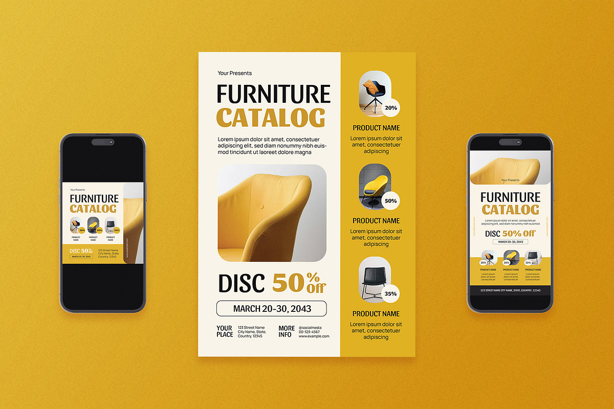 Furniture Catalog Flyer Set, a Flyer Template by Aiyari Graphic (Photo 1 of 3)
