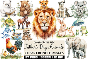 Watercolor Father's Day Animals, an Illustration by Craft Nest