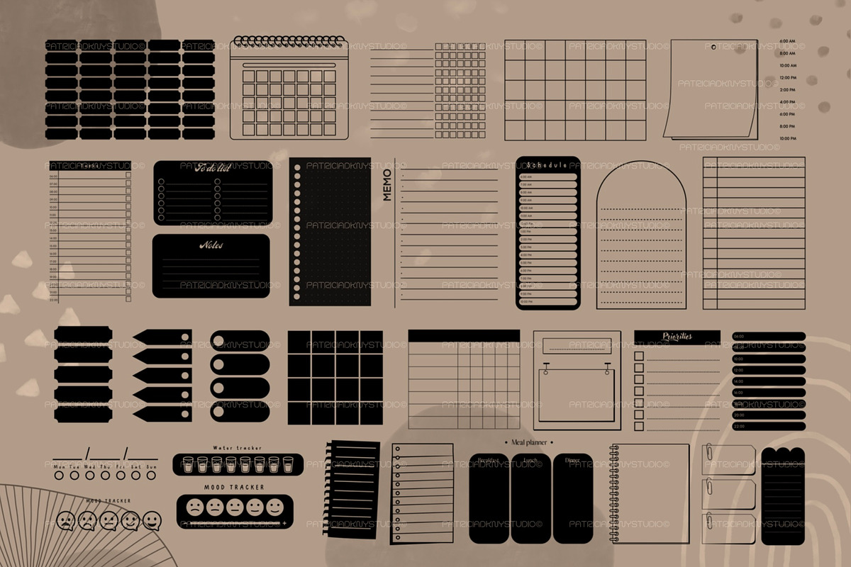 Procreate Digital planner brushes, a Brush Add-On by PDknyStudio