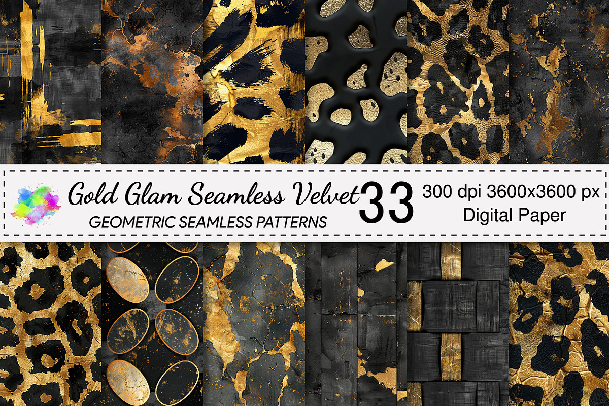 Gold Glam Seamless Velvet Pattern, a Pattern Graphic by Canvas Craft (Photo 1 of 9)