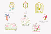 Pastel chateau watercolor clipart, a Decorative Illustration by Patishop Art (Thumbnail 7 of 9)