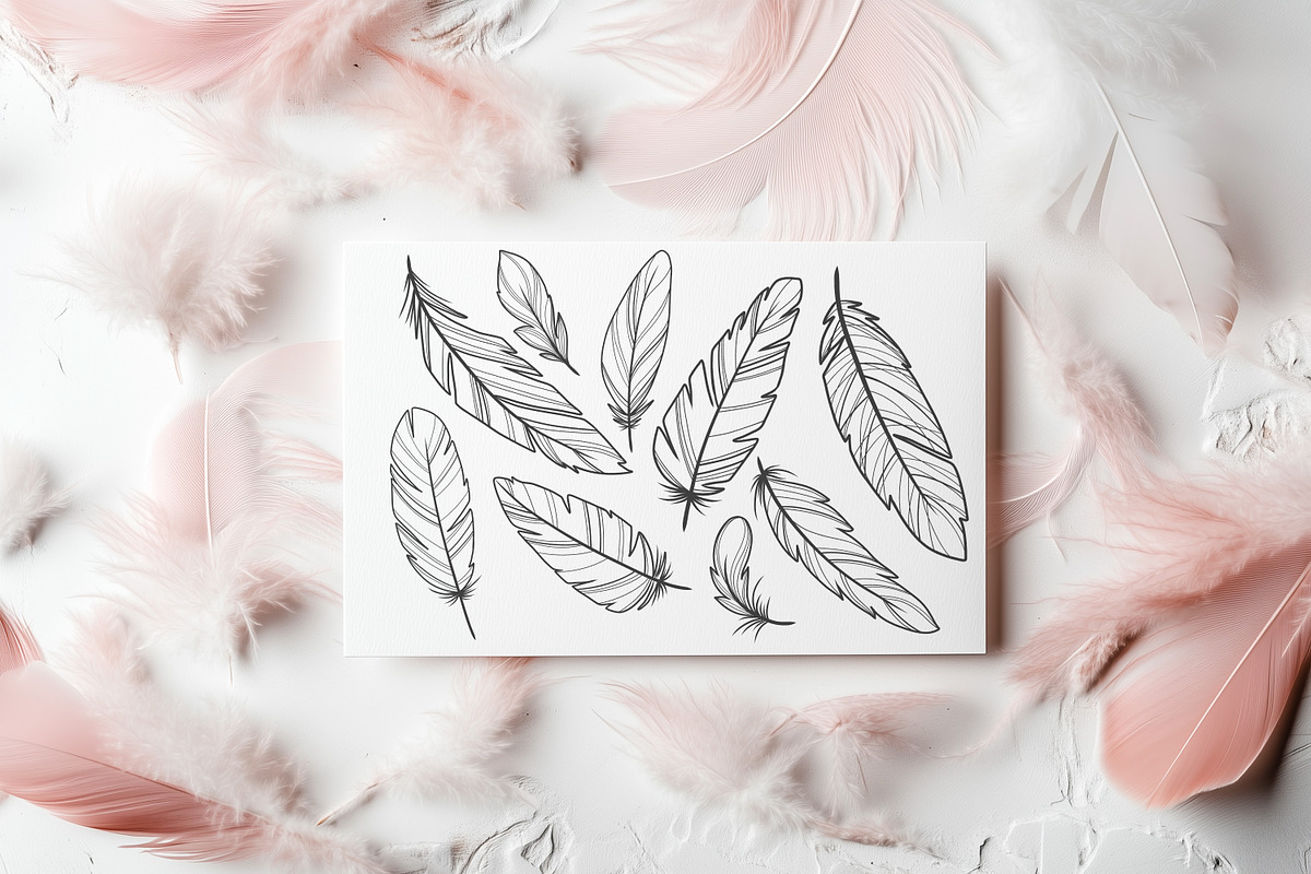 Elegant Feathers Line Art SVG, an Object Graphic by Dervik Art Store (Photo 6 of 6)