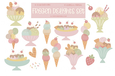 Frozen delights clipart & paper set