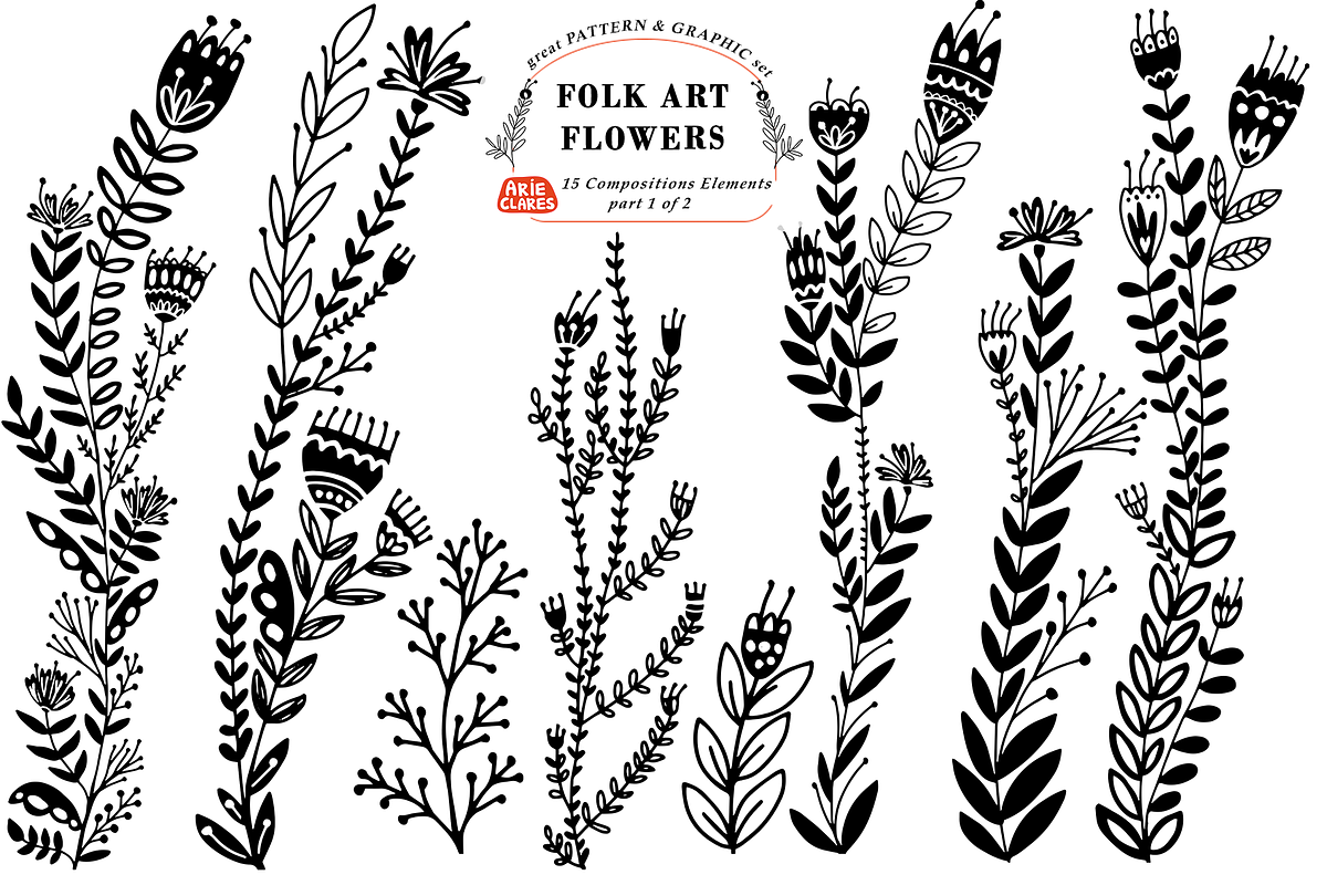 Folk Art Flowers, a Pattern Graphic by Arie Clares (Photo 9 of 11)