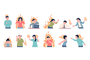 Emotional burning people. Furious, a Person Illustration by LadadikArt
