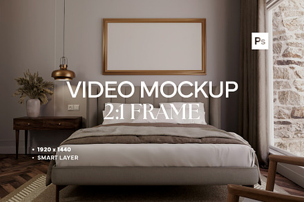 Frame Video Mockup Classic Room PSD
