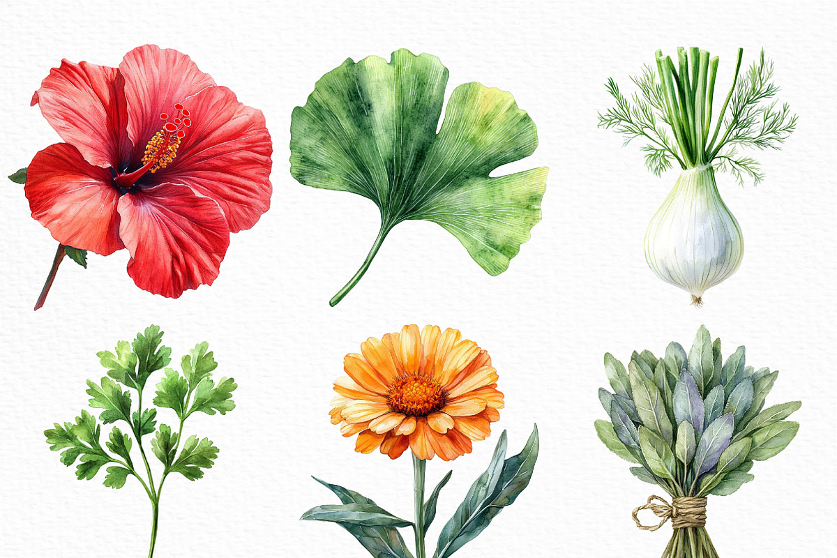 Watercolor Herbal Clipart Bundle, an Illustration by Craft Nest (Photo 4 of 6)