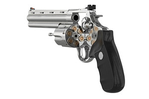 Revolver Firearm Gun Chrome Set