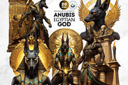 Egyptian God Anubis clipart Set, an Education Illustration by ThatsDesignArt (Thumbnail 1 of 10)