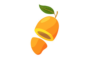 Half mango, tropical fruit vector, a Food Illustration by the8monkey
