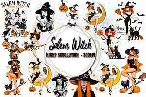 Halloween Vintage Salem Witch Book