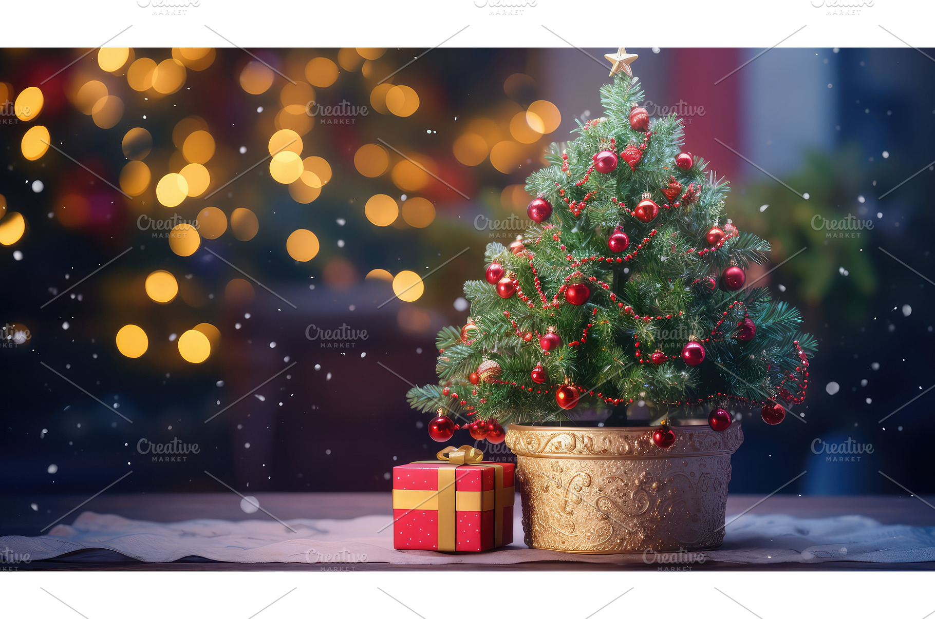 twinkling christmas potted plant ai, a Holiday Photo by pikepicture