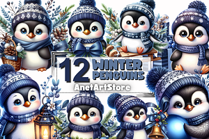 Winter penguin Christmas penguin