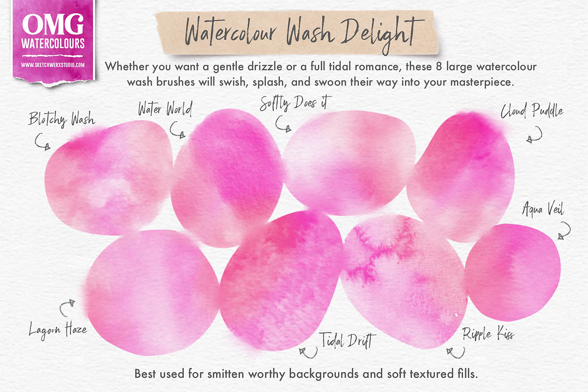 OMG Watercolours for Procreate, a Brushes & More by SketchWerx (Photo 10 of 16)