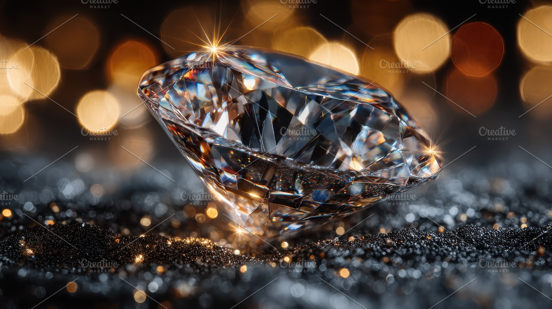 Sparkling Diamond on Black Glitter L, a Photo by Pixeness Studio