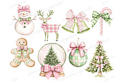 Coquette Christmas Clipart, a Seasonal Illustration by GlamArtZhanna (Thumbnail 3 of 6)