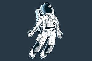 Astronaut Flying In Outer Space