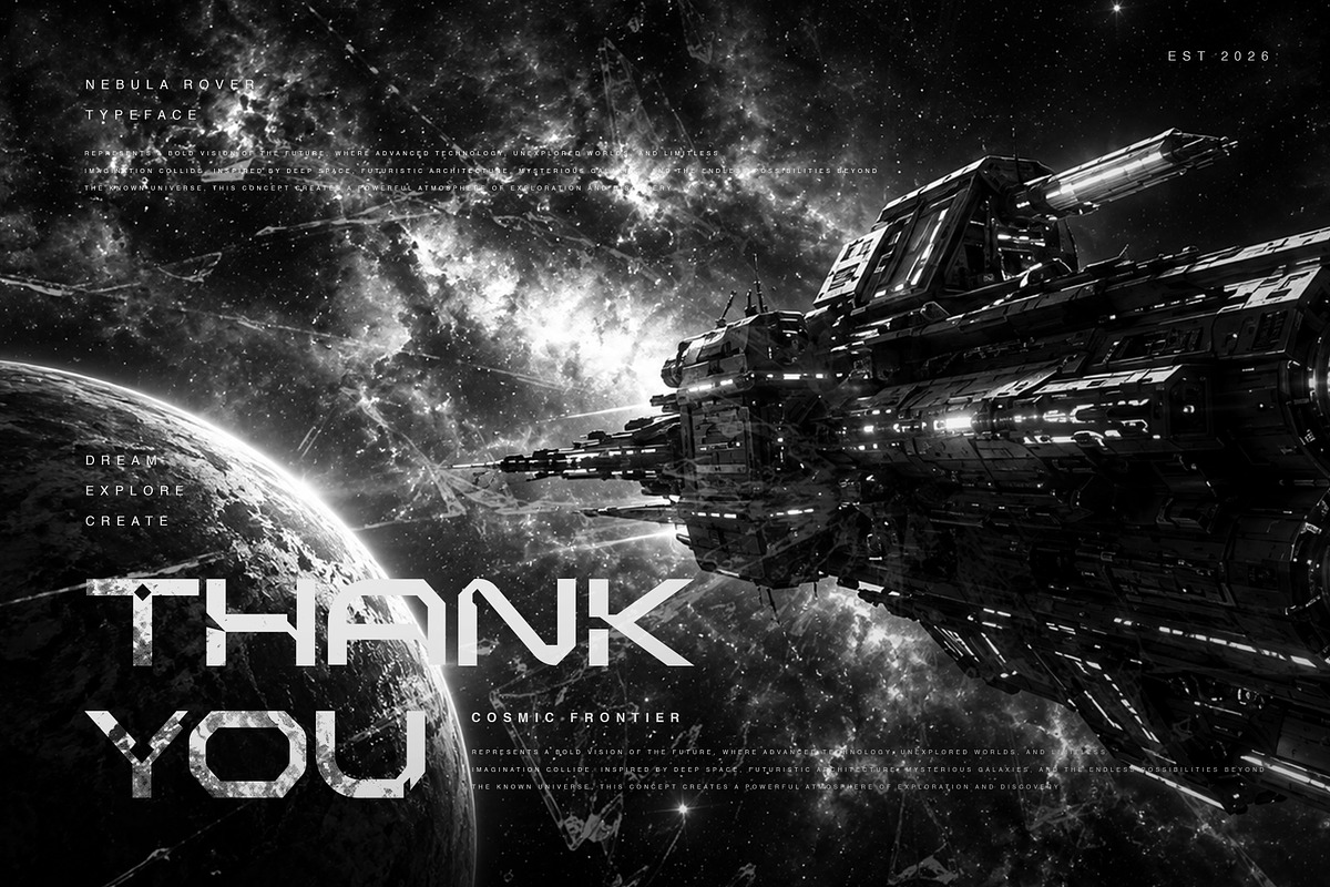 NEBULA ROVER - Futuristic Sci-Fi, a Blackletter Font by Brainwave (Photo 8 of 8)