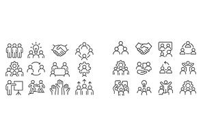 Icons representing teamwork, a Business Photo by ZinetroN