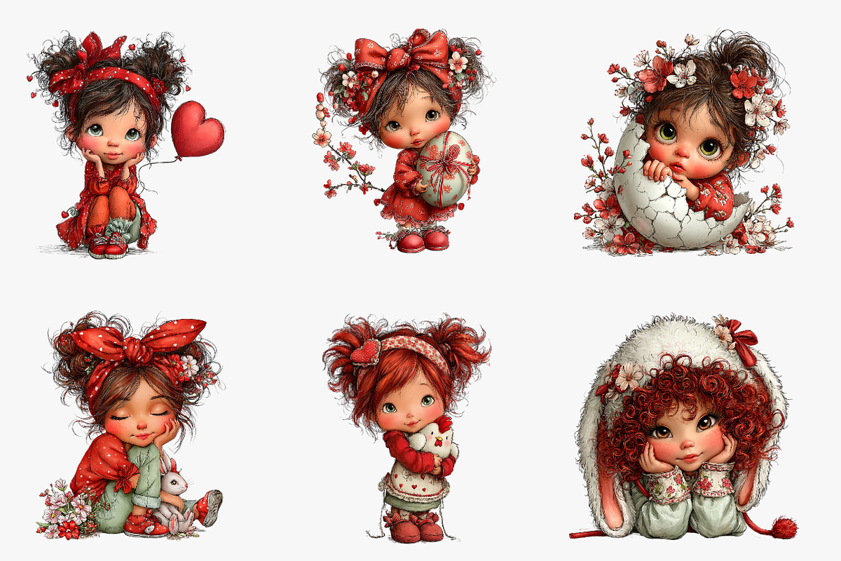 Whimsical Easter Girl Clipart, an Illustration by CreationArt (Photo 5 of 7)