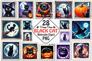 Halloween Black Cat Postage Stamp, an Illustration by RobertsArt (Thumbnail 1 of 4)