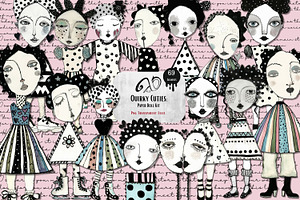 Quirky Cuties: Paper Doll Kit, an Illustration by NiiiNArt