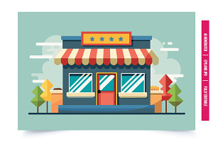 Red Door Shopfront, an Illustration by Tanuart