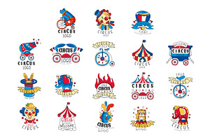 Circus Logo Design Set, Colorful