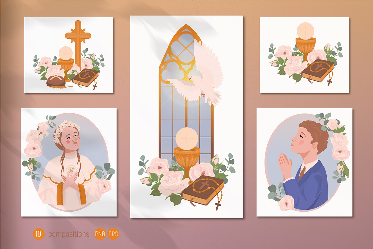 My First Communion. Vector Set, a Seasonal Illustration by Tata Pilip (Photo 2 of 10)