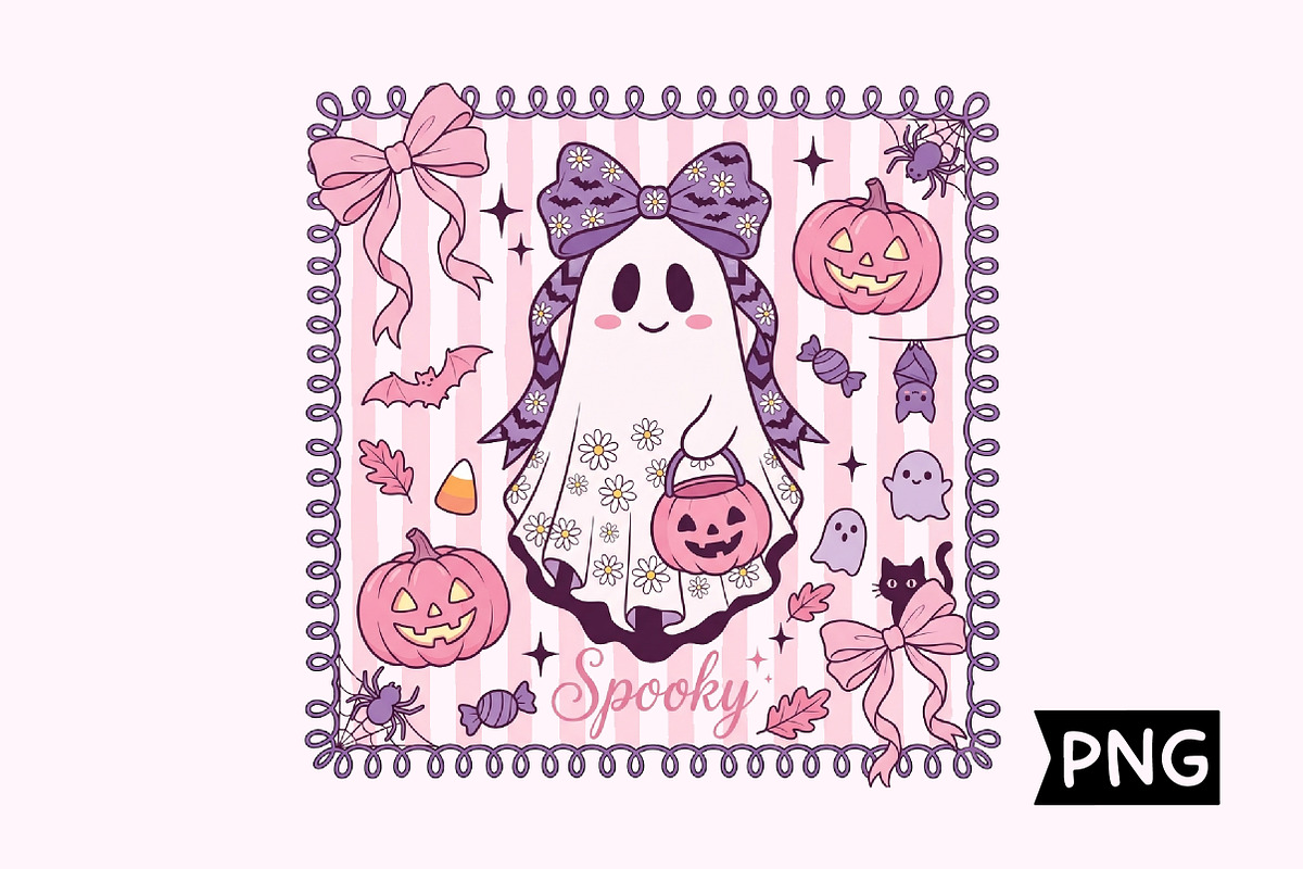 Pastel Spooky Ghost Halloween Design, a Seasonal Illustration by Creative Art (Photo 1 of 3)