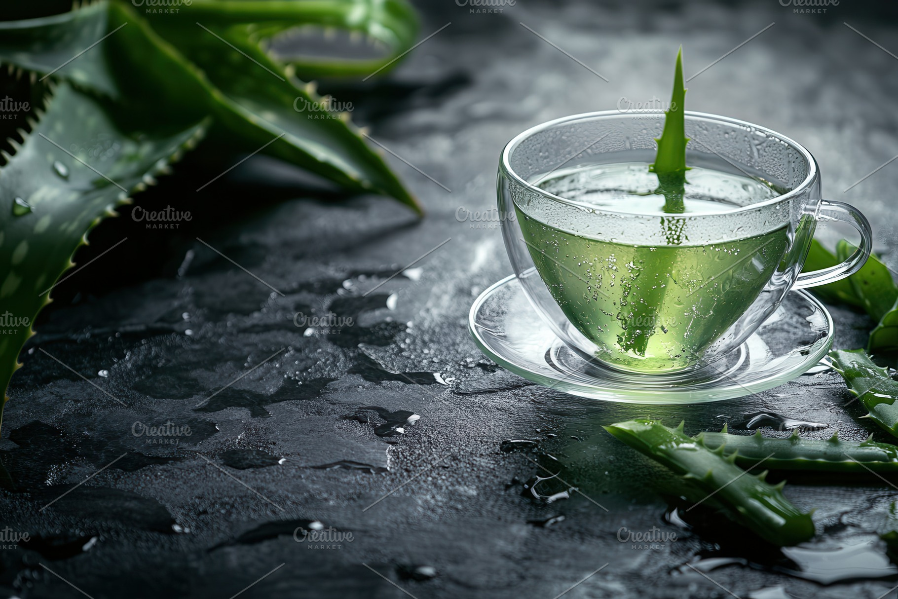 Fresh green tea in a transparent cup, a Photo by Pavel_design