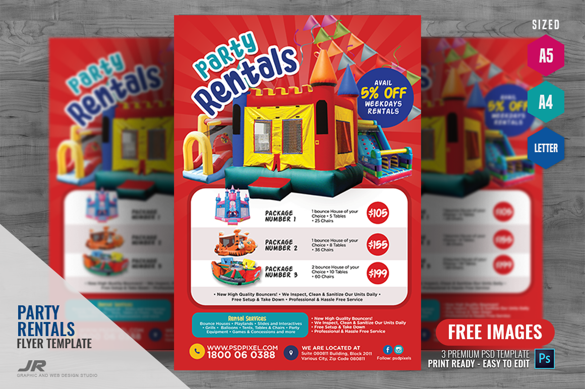Kinds Party Rental Flyers, a Flyer Template by PSDPixel