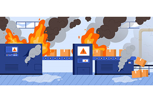 Accident in factory building, an Illustration by Flashvector