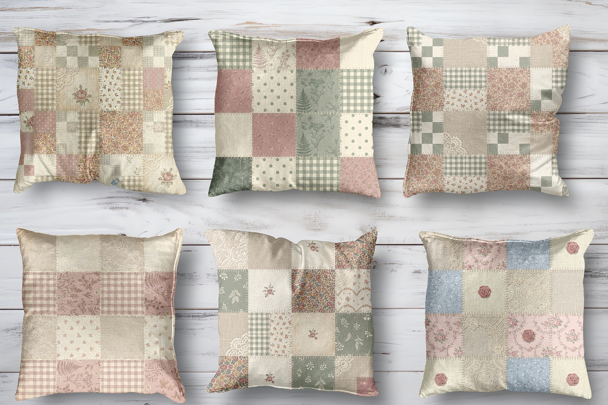Vintage Cottage Quilt Digital Paper, a Pattern Graphic by LA Design (Photo 5 of 10)