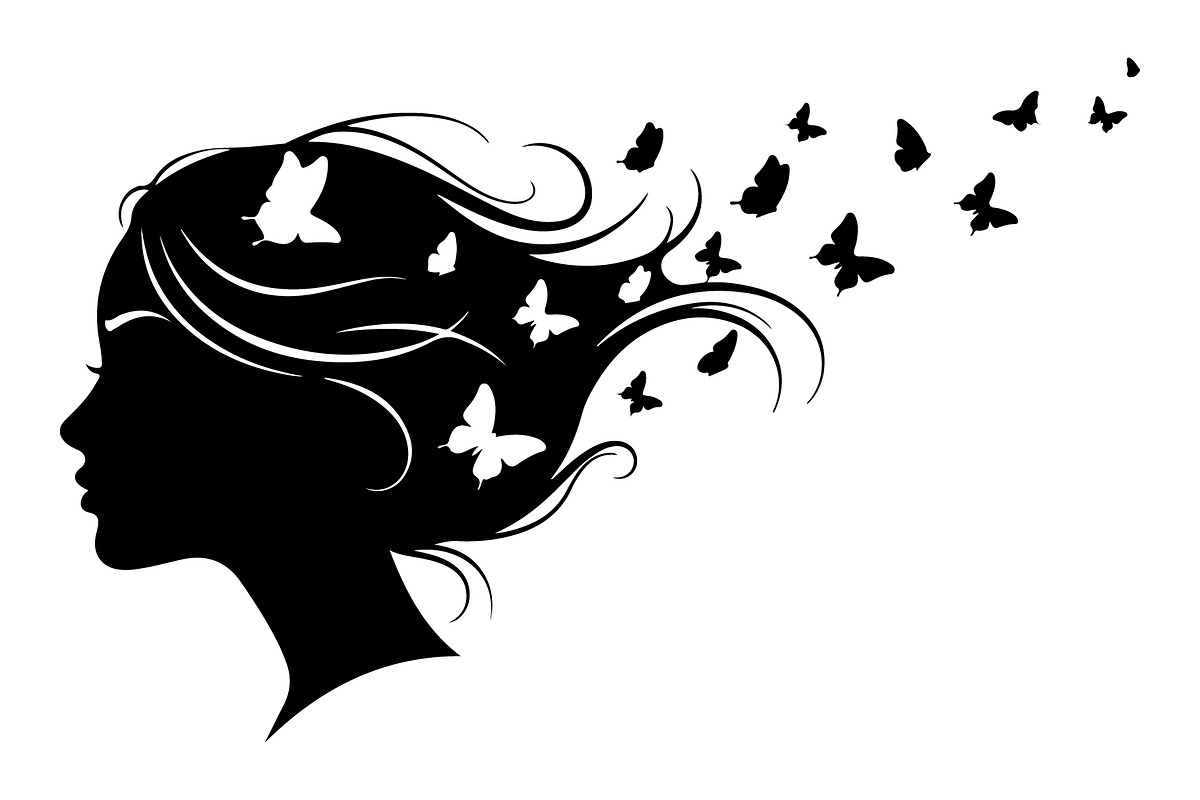 Woman Butterfly Hair Silhouette, an Object Illustration by yasushie (Photo 30 of 31)