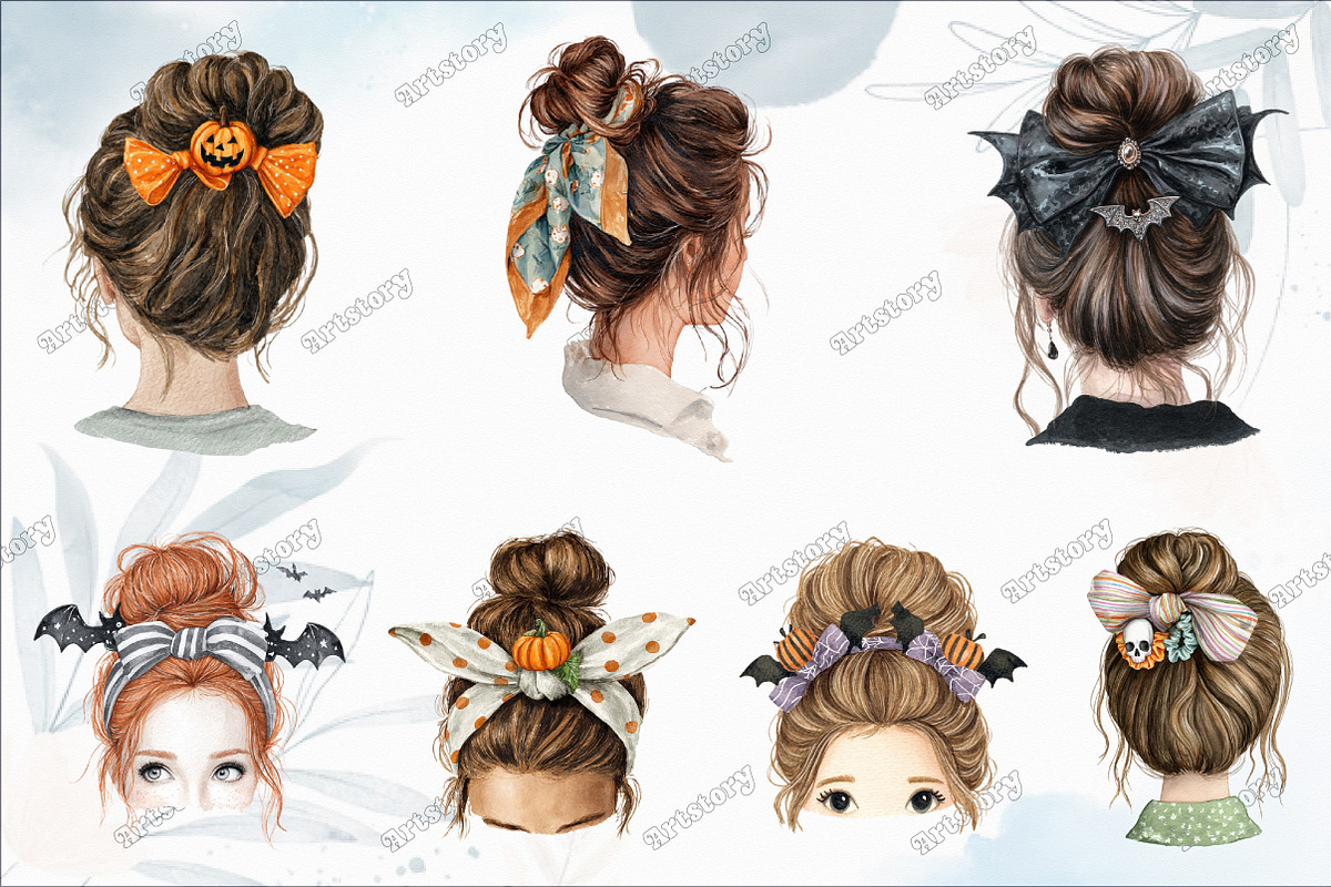 Halloween Messy Bun Png Bundle, a Graphic by designcity5 (Photo 3 of 5)