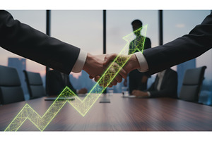 Two business people shaking hands, a Business Photo by Igor Tichonow