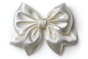 Elegant off-white satin ribbon bow i, a Photo by Pixeness Studio