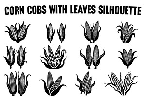 Corn Cob Silhouette Bundle, an Illustration by jahid234