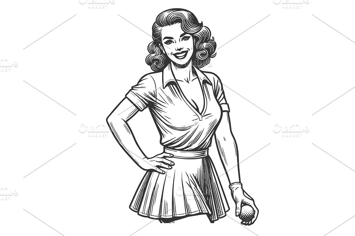Pin-Up Style Woman Playing Golf, a Sport Illustration by AlexArt