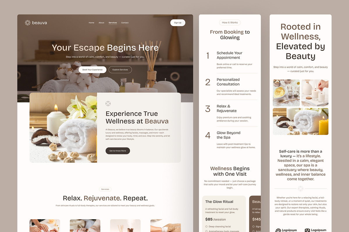 Beauty Spa & Wellness Website, an UI Kit Template by peterdraw (Photo 7 of 7)