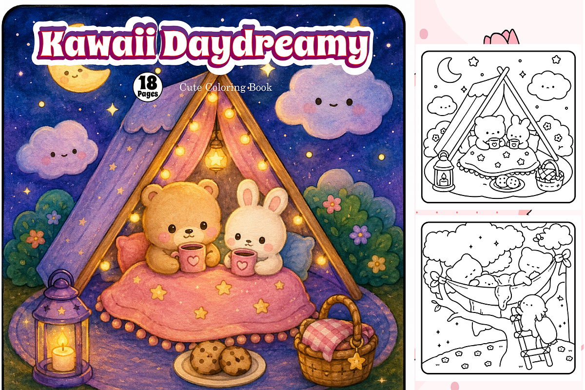Kawaii Daydreamy Cute Coloring Book, an Animal Illustration by Design Zone (Photo 1 of 4)