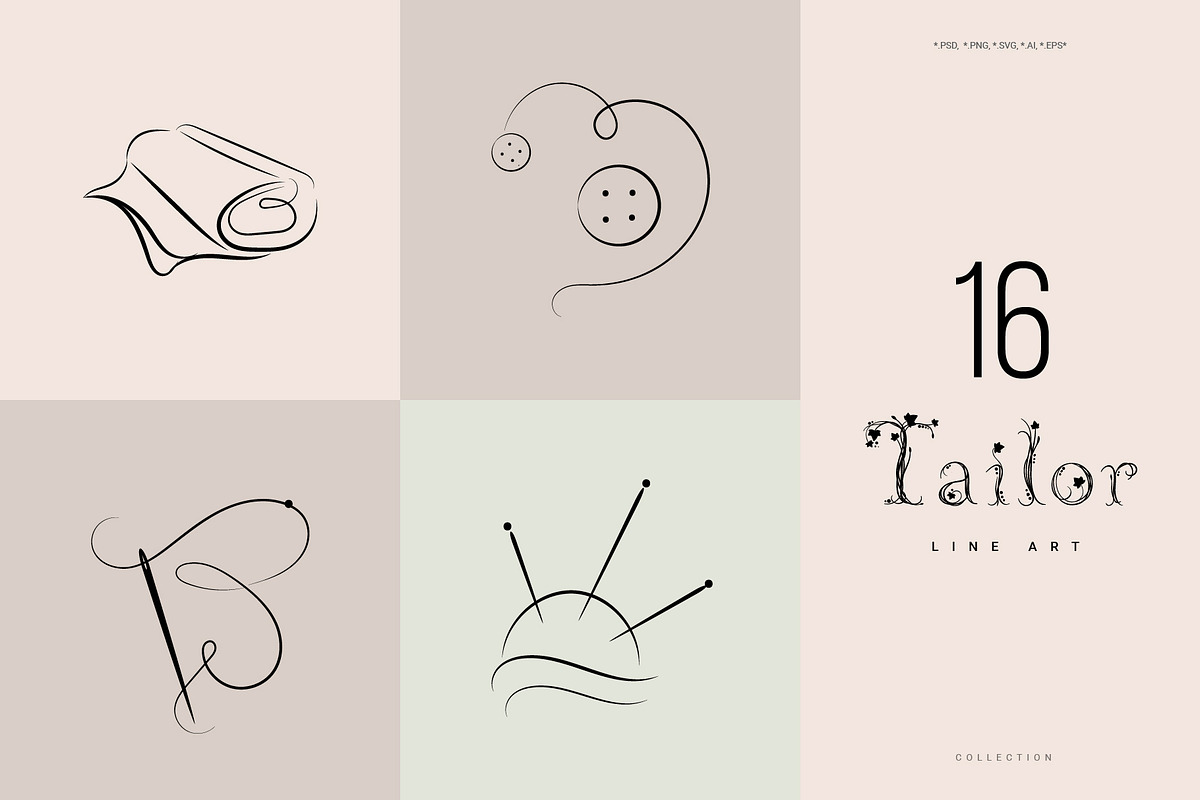 Tailor. Line Art Collection, a Work Illustration by le-genda (Photo 5 of 6)