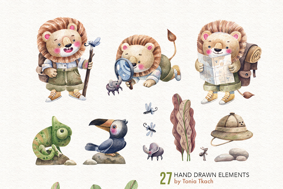 Jungle Journey Kids illustrations, an Illustration by Watercolor by Tonia Tkach (Photo 3 of 7)