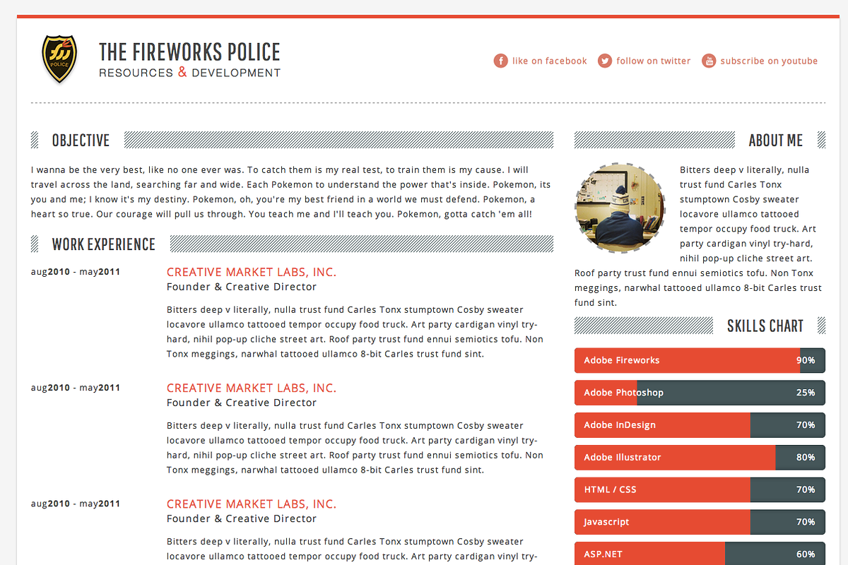 Noticed - Responsive Resume, a Bootstrap Template by FWPolice (Photo 3 of 4)