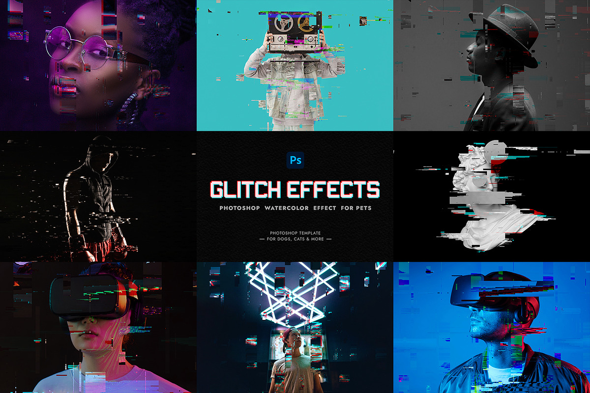 Glitch Photo Effect PSD Template, an Action Add-On by Shovajit (Photo 1 of 7)
