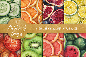 Fruit Slices Seamless Patterns